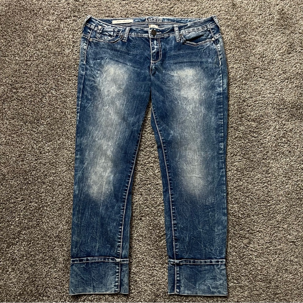 Decree Super Skinny Acid Wash Distressed Denim Jeans Size 13
